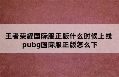 王者荣耀国际服正版什么时候上线 pubg国际服正版怎么下